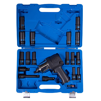 Гайковерт пневматический ударный 1/2", 881 Нм, с комплектом головок, 19 предметов KING TONY Гайковерт пневматический ударный 1/2", 881 Нм, с комплектом головок, 19 предметов KING TONY