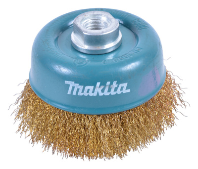 Щетка проволочная чашечная Makita • d90 мм • толщ. проволоки 0.3 мм • гофрированная • латунь • M14x2
