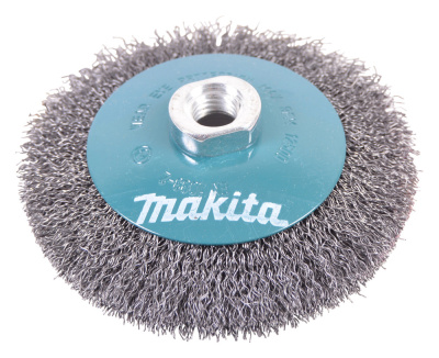 Щетка проволочная конусная Makita • d115 мм • толщ. проволоки 0.5 мм • гофрированная • металл • M14x2