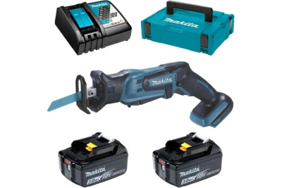 Аккумуляторная сабельная пила Makita DJR185RFE • 18V LXT • ход 13 мм • рез 50 мм • в комплекте 2х3.0 Ач и зарядное устройство