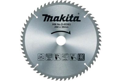 Пильный диск для дерева, 260x30x2.6/1.8x60T Makita