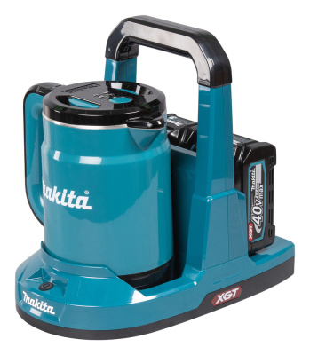 Аккумуляторный чайник Makita KT001GZ • 40V XGT • объем 800 мл • клапан в крышке • металлический фильтр • док-станция