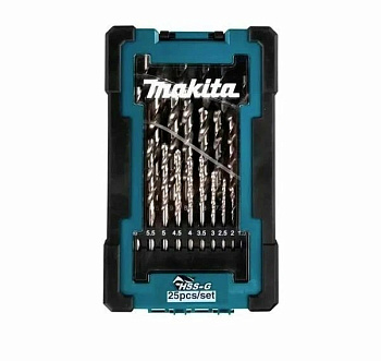 Набор сверл по металлу HSS-G 25 шт. Makita • 1-13 мм • шаг 0.5 мм