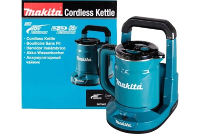 Аккумуляторный чайник Makita DKT360Z • 18V X2 LXT • объем 800 мл • клапан в крышке • металлический фильтр • док-станция