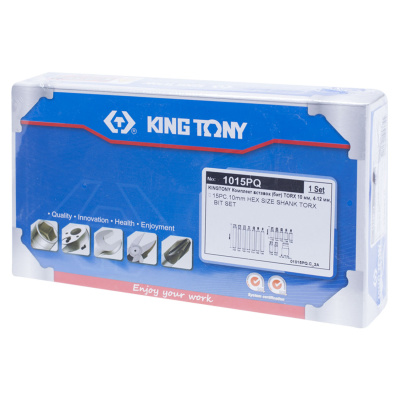 KING TONY Набор вставок (бит) 10 мм, Torx, Т20-Т55, 15 предметов