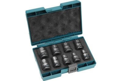 Набор ударных торцовых головок Impact Black 1/2", 9 шт. Makita • 8,10,13,16,17,18,19,21,24 мм
