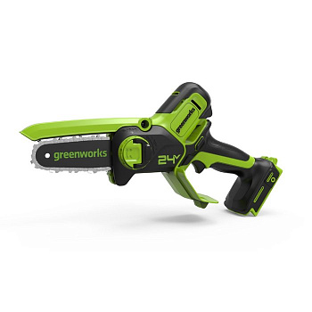 Цепная мини пила аккумуляторная Greenworks 10см, 24В 1хАКБ 2Ач и ЗУ 2008207UA