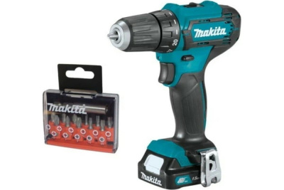 Аккумуляторная дрель Makita DF333DYX14 • 12V CXT • 2x1.5Ah Li-ion • патрон 10 мм • 0-450/1700 об/мин • 30/14 Нм • 1.1 кг