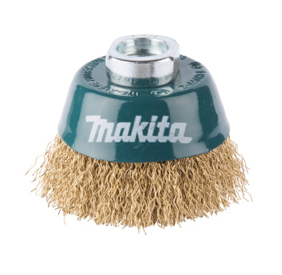 Щетка проволочная чашечная Makita • d60 мм • толщ. проволоки 0.3 мм • гофрированная • латунь • M14x2