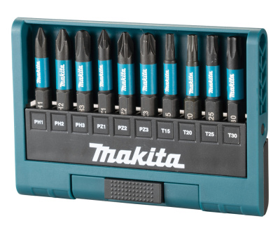 Набор бит Impact Black 50 мм 10 шт.(PH1,PH2,PH3,PZ1,PZ2,PZ3,T15,T20,T25,T30 ) Makita